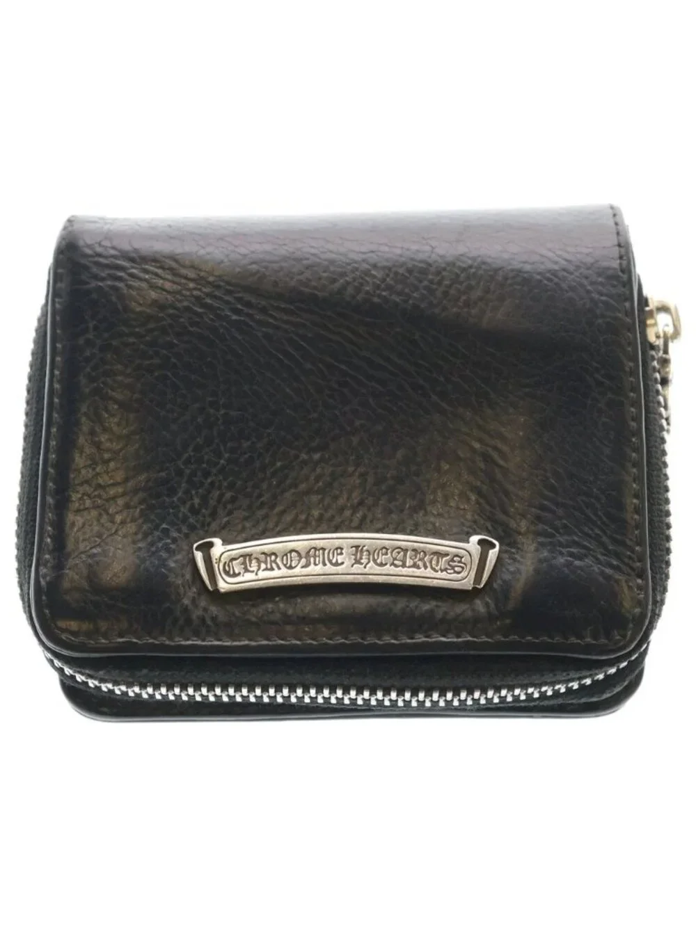 Chrome Hearts SQ Zip Bill Square Zip Leather Wallet Black